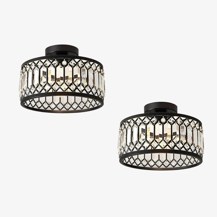 Set of 2 modern hallway crystal ceiling lights
