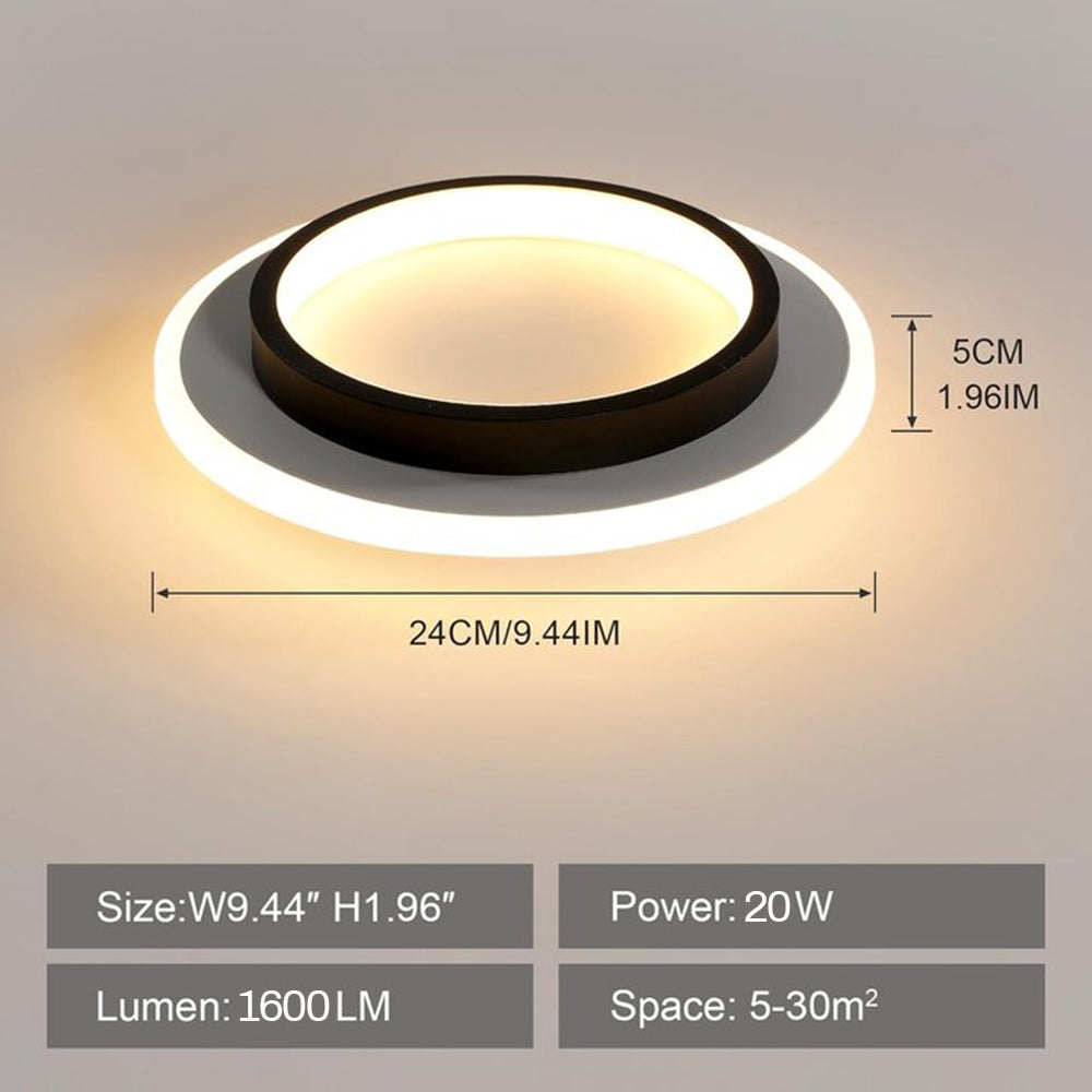 Acrylic LED Mini Ceiling Lights, black, 24cm, round, 3 Light Colors Changeable