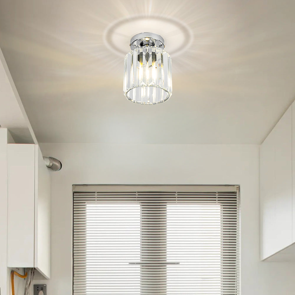 Set of 2 Crystal Hallway Semi Flush Mount Ceiling Light