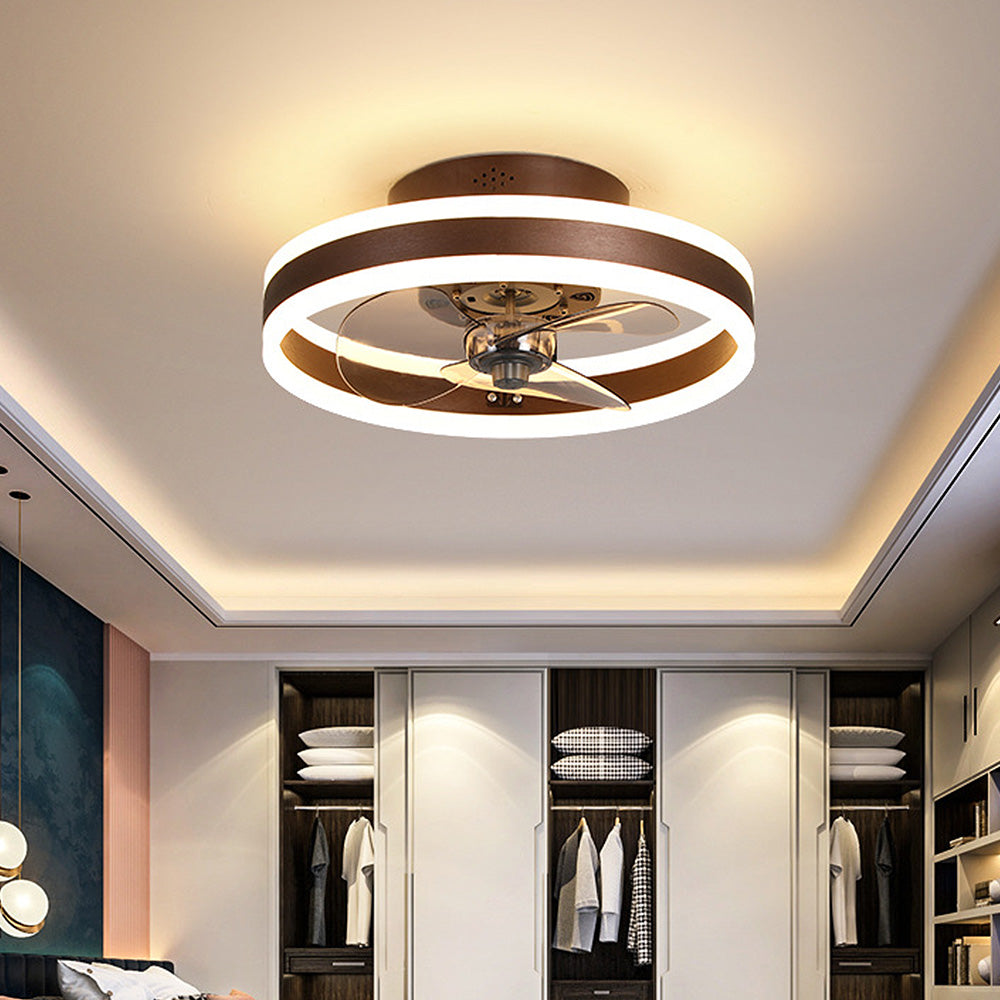 Simple Round Bedroom Ceiling Fan With LED Light