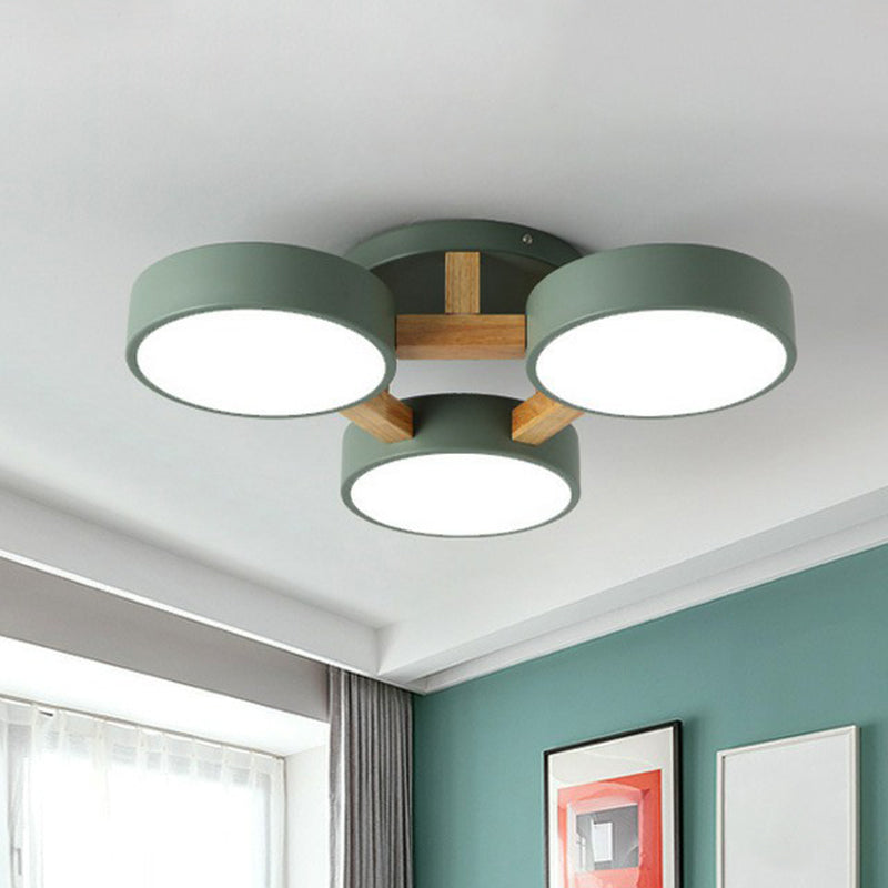 Modern Iron Wood LED Bedroom Ceiling Light