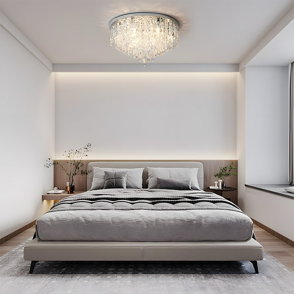 Luxury Crystal Ceiling Light Stainless Steel Flush Mount for Porch