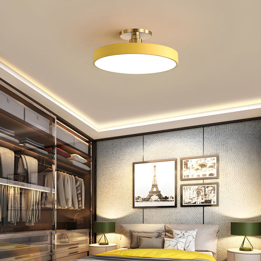 Modern Concise Circular LED Semi Flush Mount Ceiling Lights for Bedroom