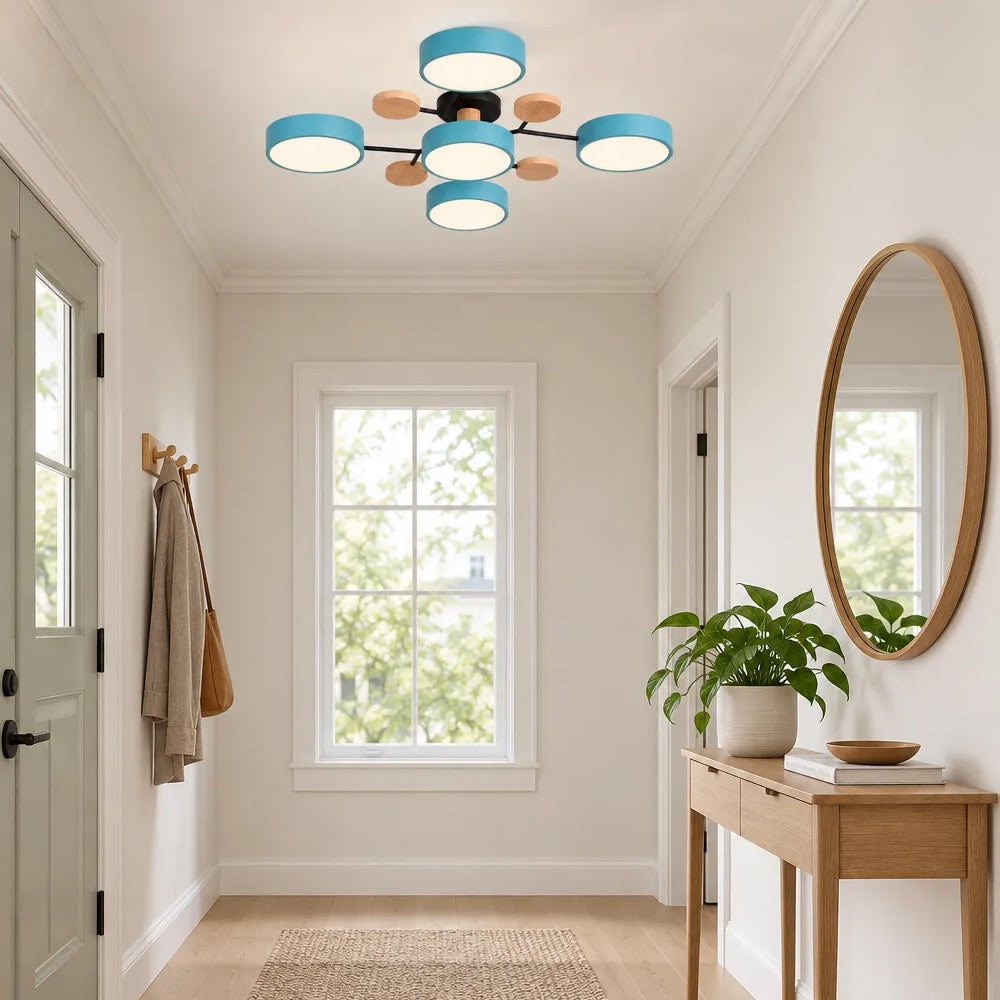 Nordic Wood Flush Mount Ceiling Light for Bedroom