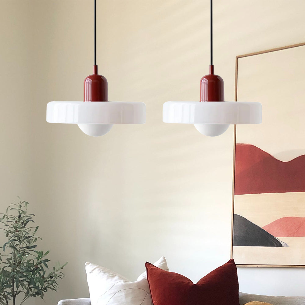 2 Heads Modern Bauhaus Stained Glass Pendant Lamp