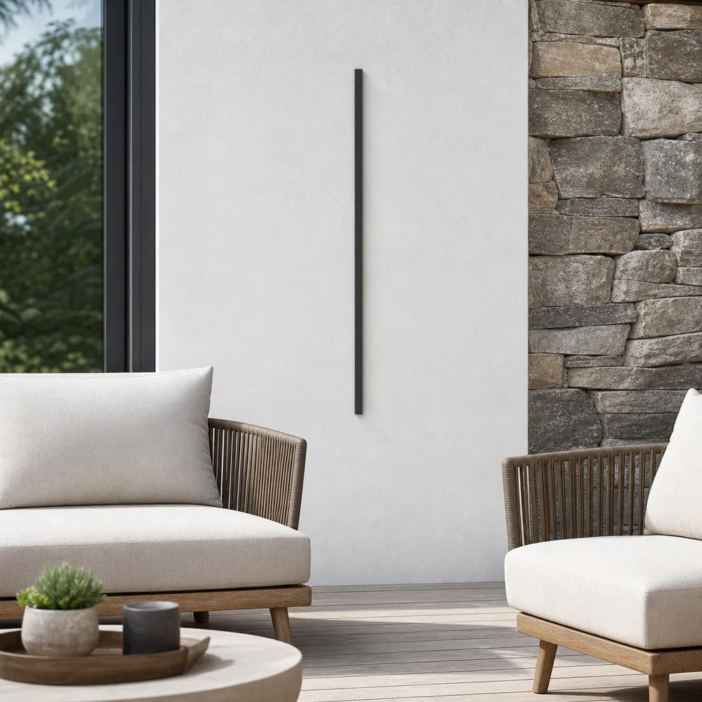 Modern Minimalist Black LED Linear Outdoor Wall Lamp