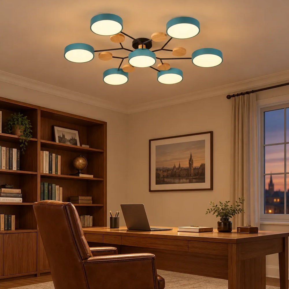 Nordic Wood Flush Mount Ceiling Light for Bedroom