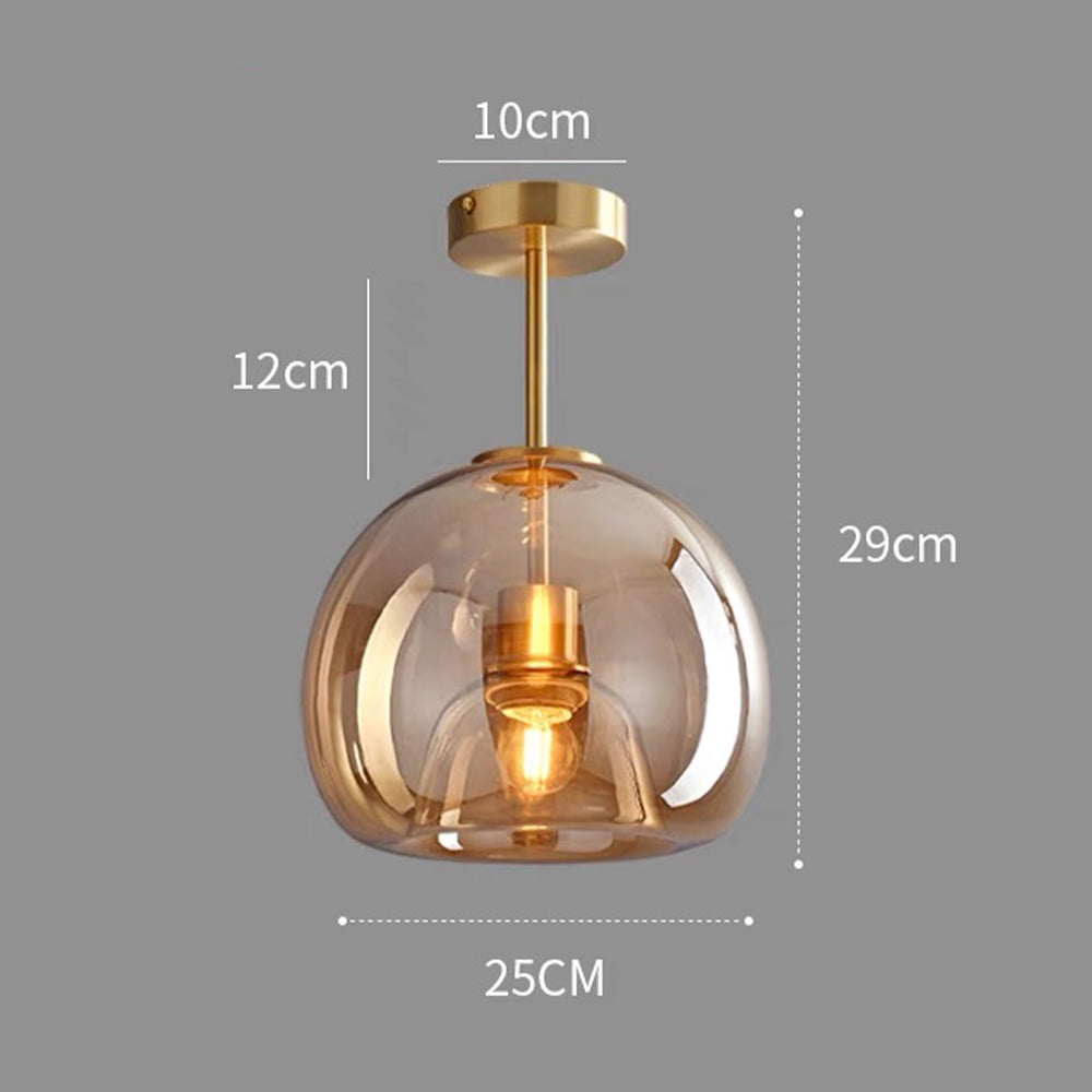 Set of 2 Modern Copper Glass Hallway Ceiling Light
