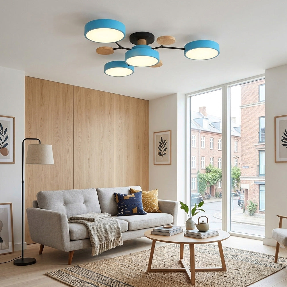 Nordic Wood Flush Mount Ceiling Light for Bedroom