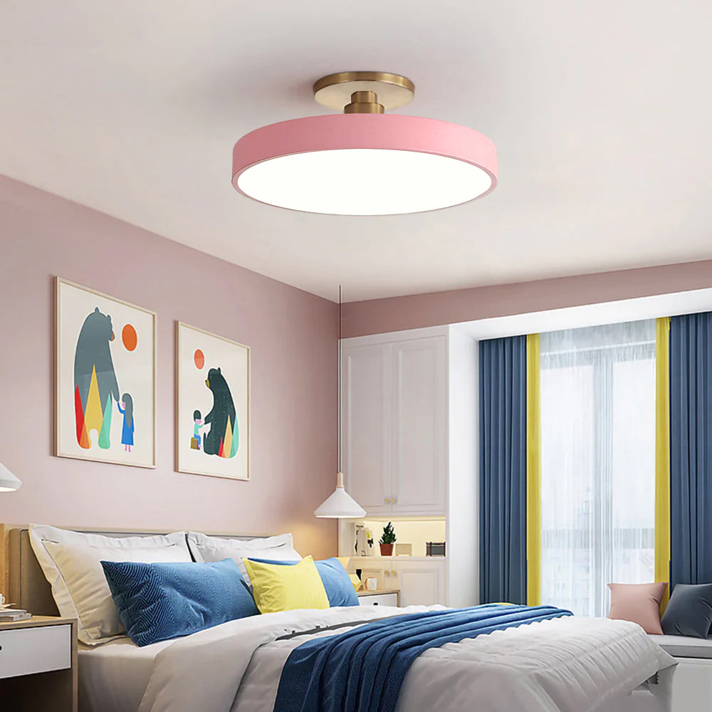Modern Concise Circular LED Semi Flush Mount Ceiling Lights for Bedroom
