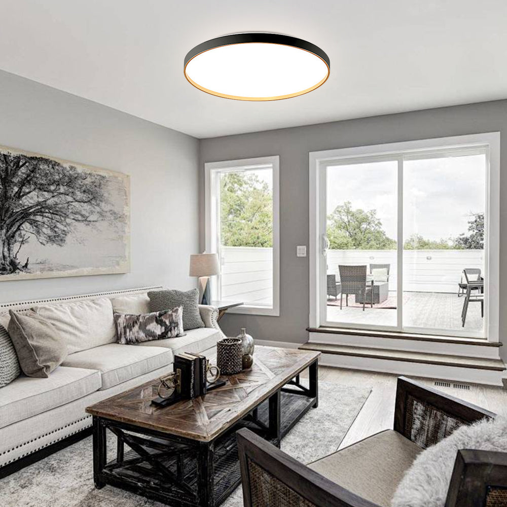 Black Round Flush Ceiling Light For Living Room