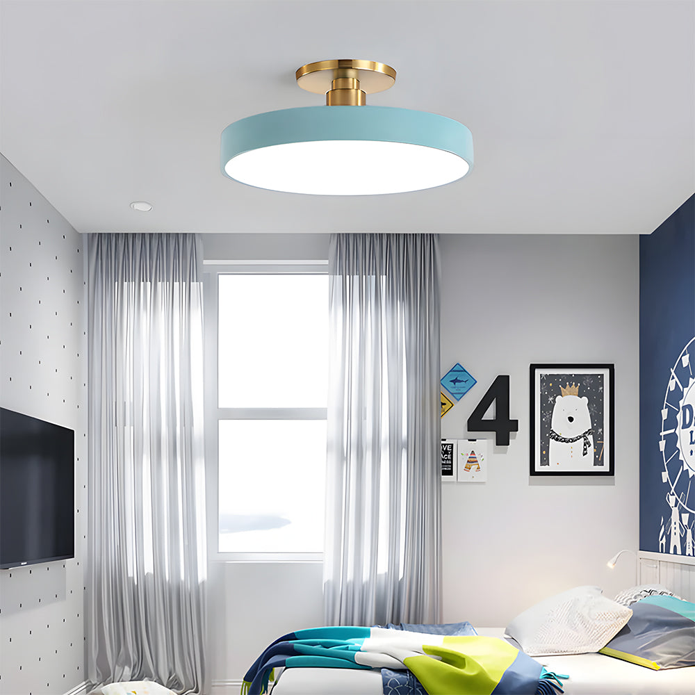 Modern Concise Circular LED Semi Flush Mount Ceiling Lights for Bedroom