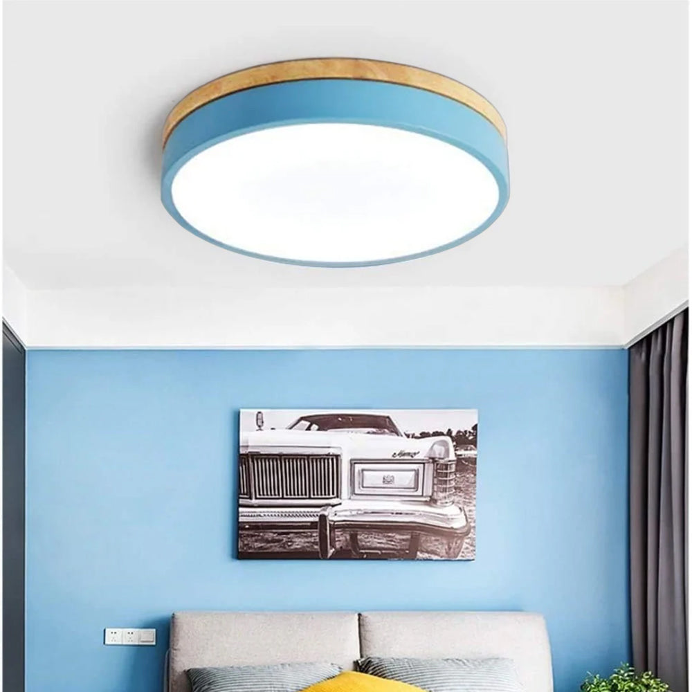 Wooden Round Shape Flush Ceiling Lights For Living Room