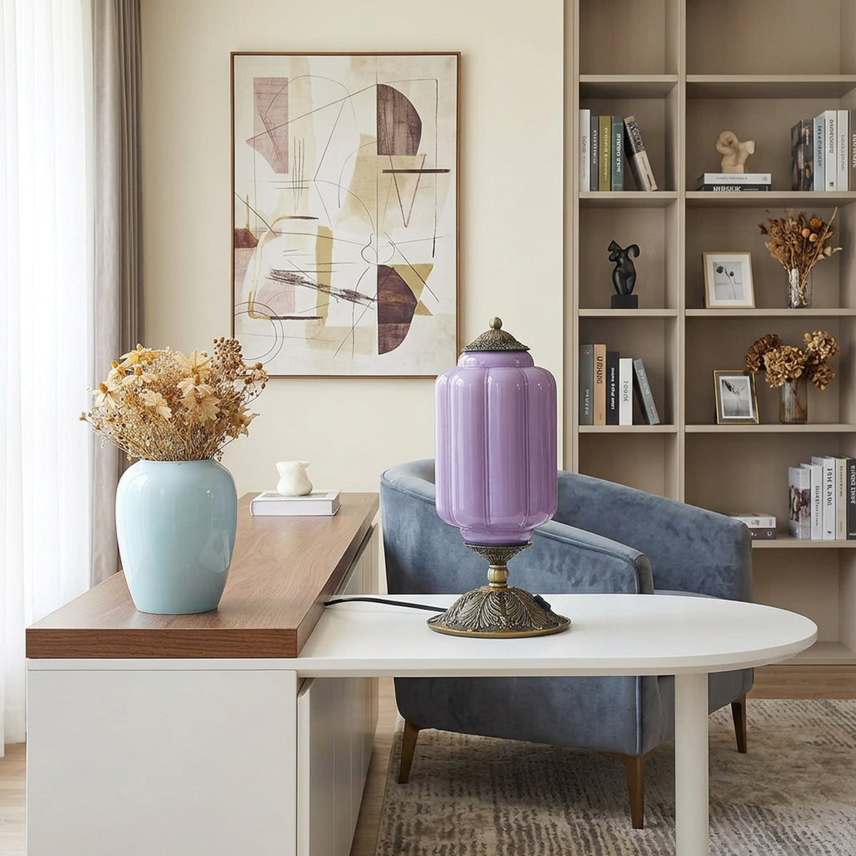 Modern Glass Light With Colored Glass Shade for Living Room