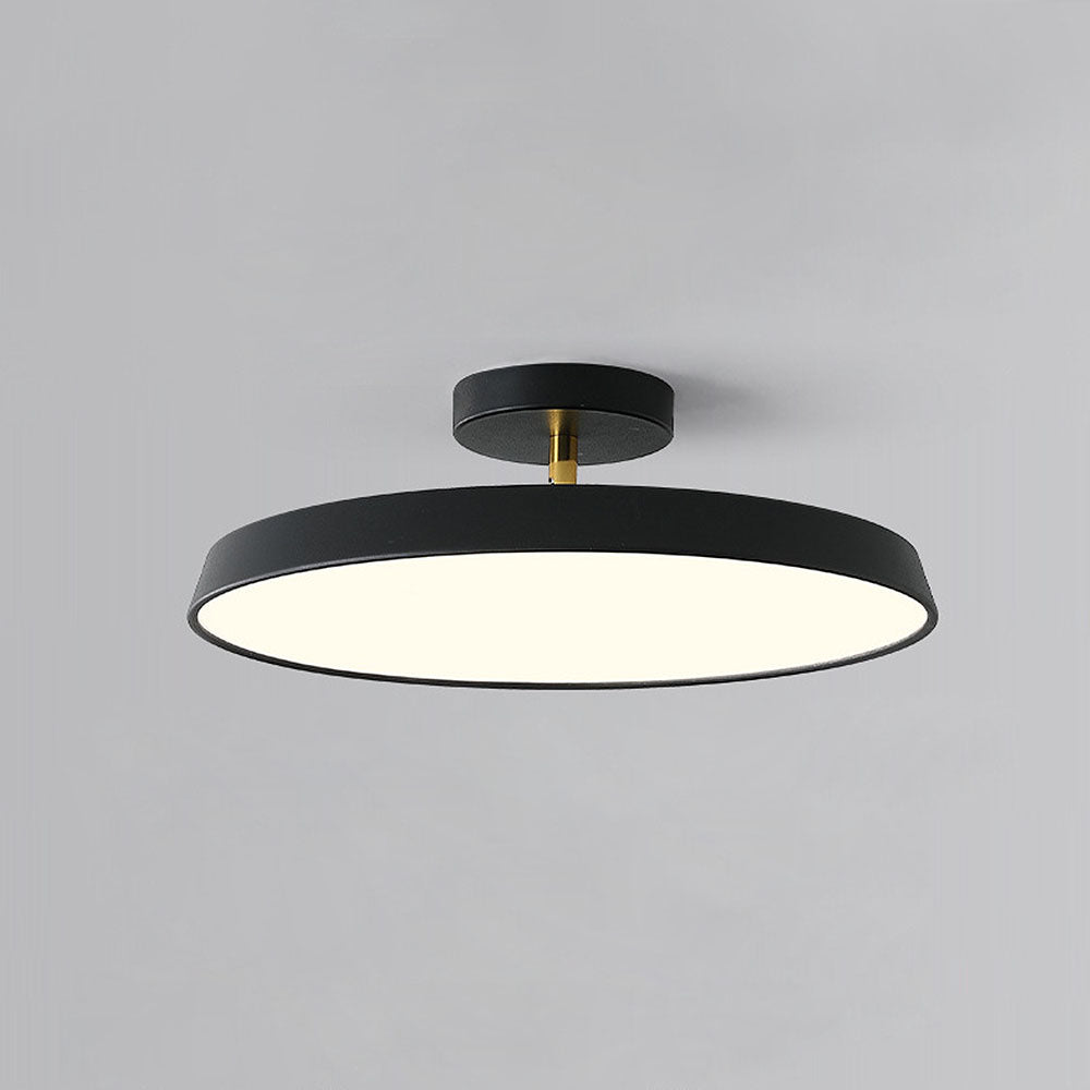 Minimalism White LED Semi-Flush Ceiling Light For Bedroom