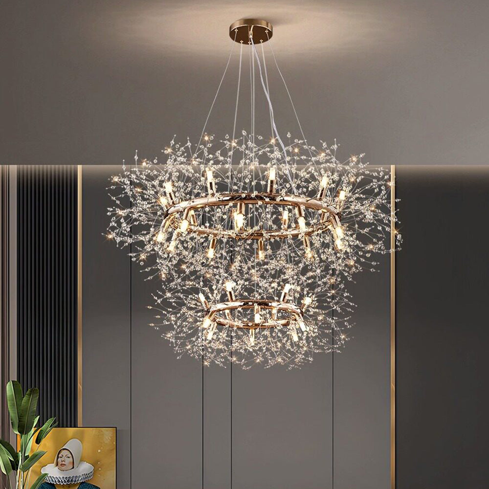 Modern Luxury Crystal Ring Chandelier for Living Room Dining Room