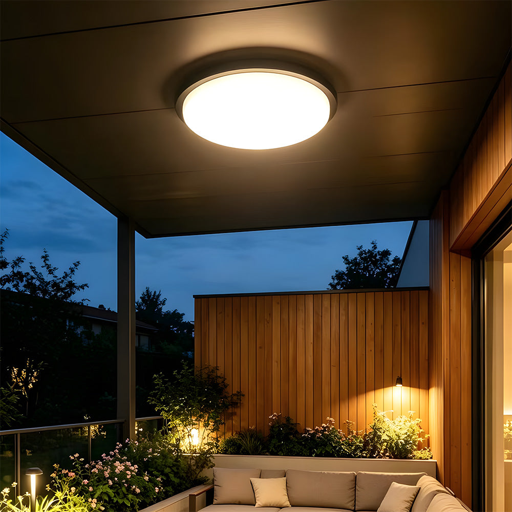 IP65 Round Aluminium Craft and PC LED Ceiling Light for Patio