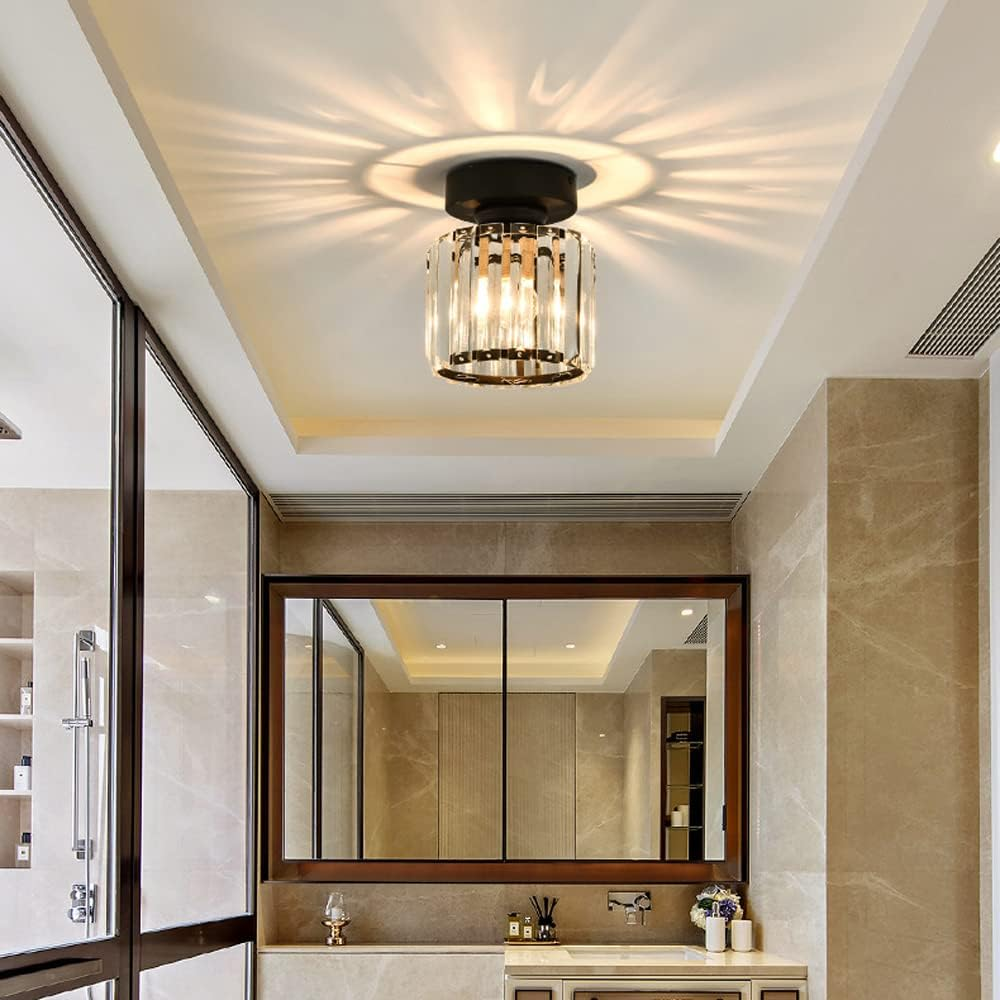 Hallway Crystal Circle Flush Mount Ceiling Light