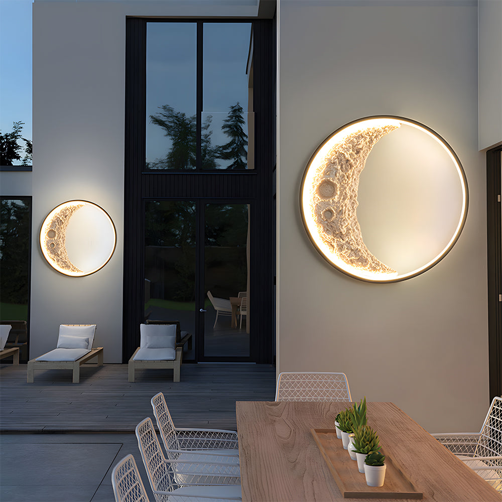 Art Decor Moon Shaped Waterproof Outdoor LED Wall Lights IP65
