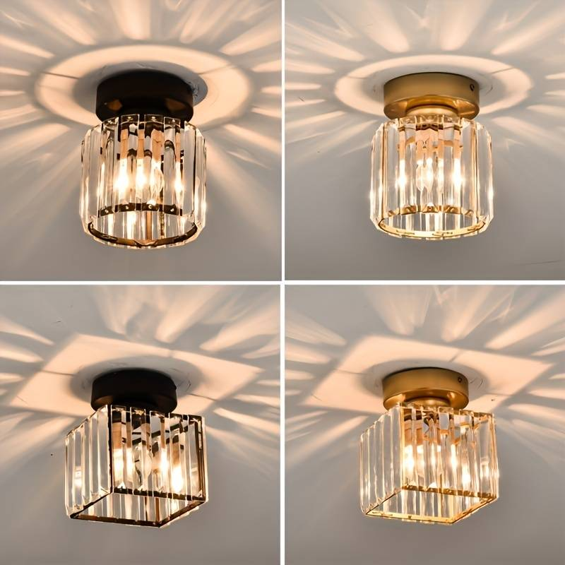 Set of 2 Crystal Hallway Semi Flush Mount Ceiling Light