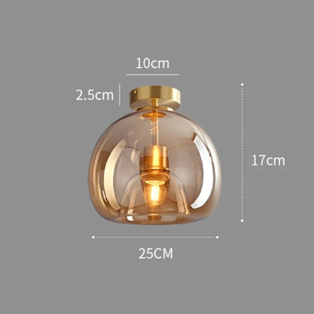 Set of 2 Modern Copper Glass Hallway Ceiling Light