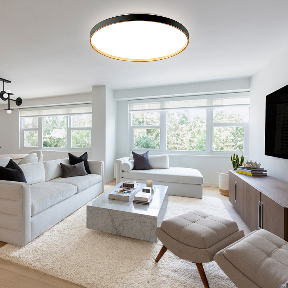 Black Round Flush Ceiling Light For Living Room