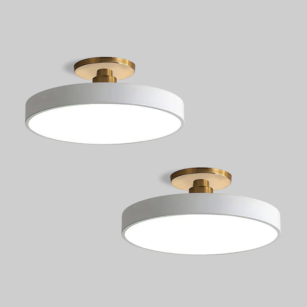 Set of 2 Circular LED Dimmable Semi Flush Ceiling Light For Bedroom