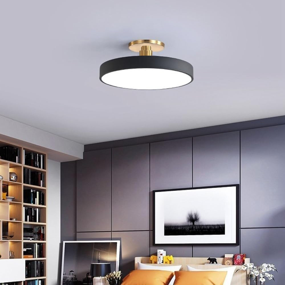 Modern Concise Circular LED Semi Flush Mount Ceiling Lights for Bedroom