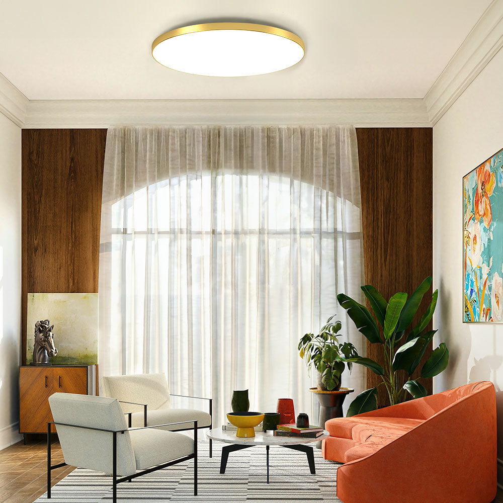 Led Flush Ceiling Light, 3 Light Colors Changeable, Gold, 27cm, Round