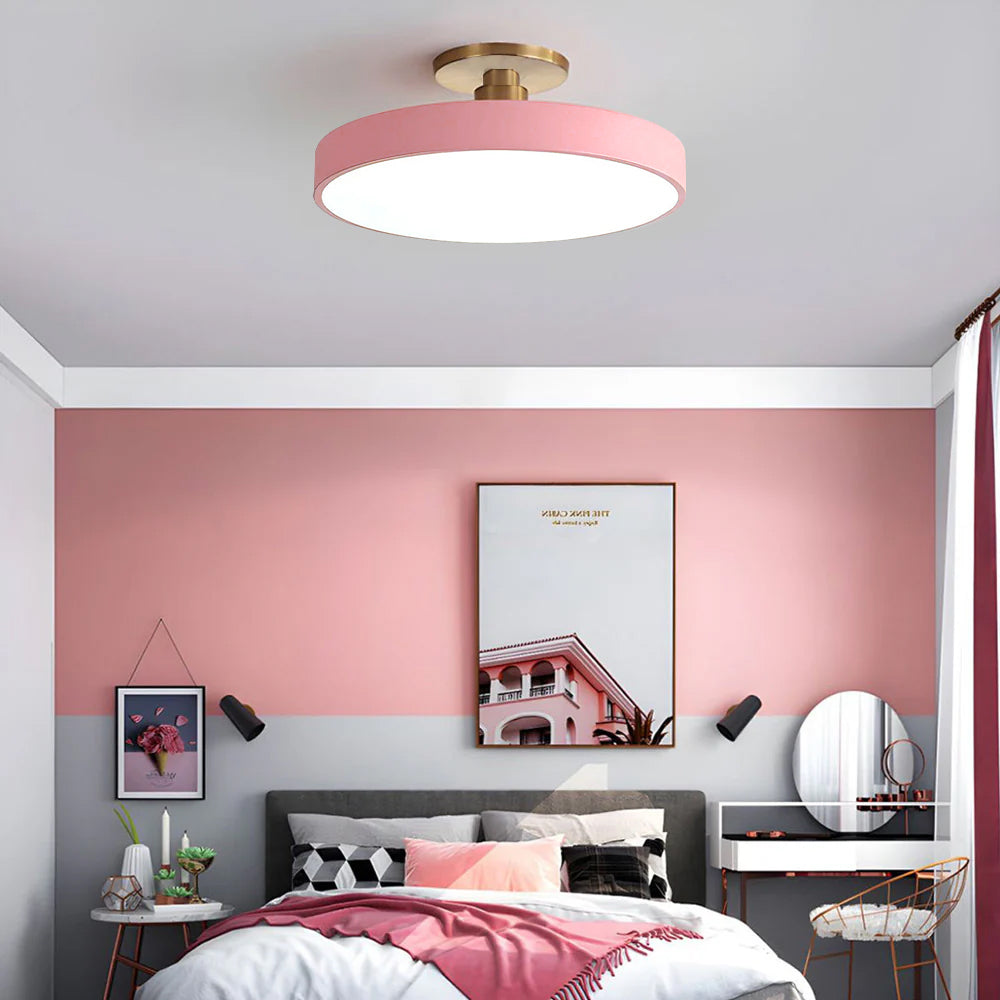 Modern Concise Circular LED Semi Flush Mount Ceiling Lights for Bedroom