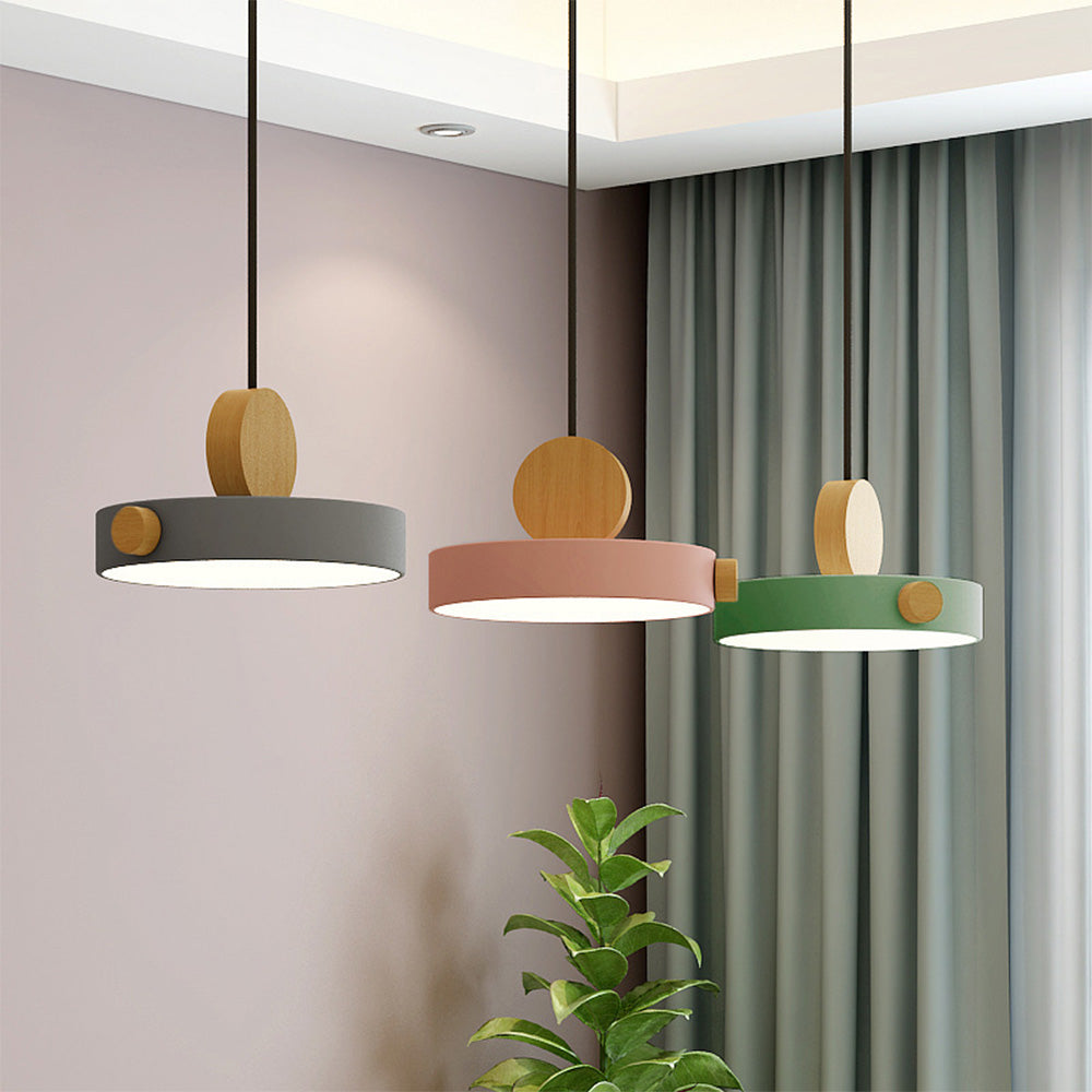 Colorful Simple Wood LED Pendant Lights