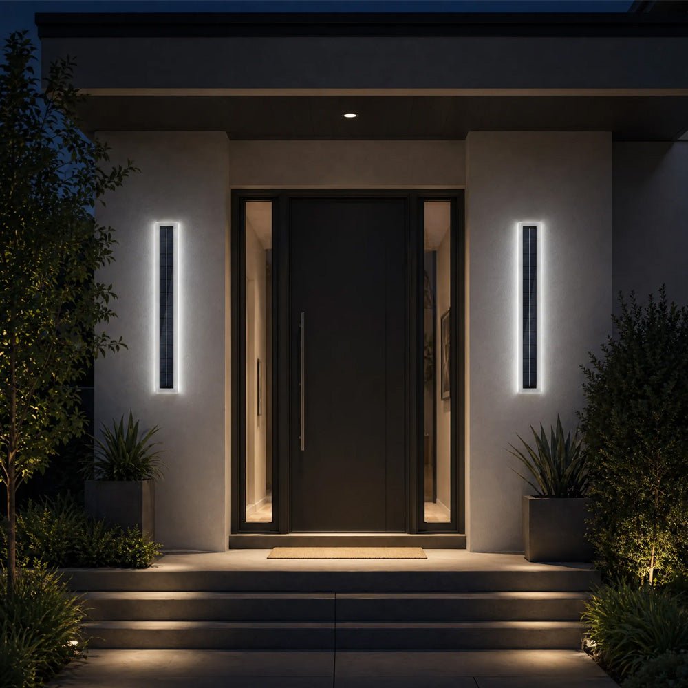 IP65 Solar Outdoor Wall Lights Exterior Garden Courtyard Villa Front Door Lighting, Dusk-to-Dawn
