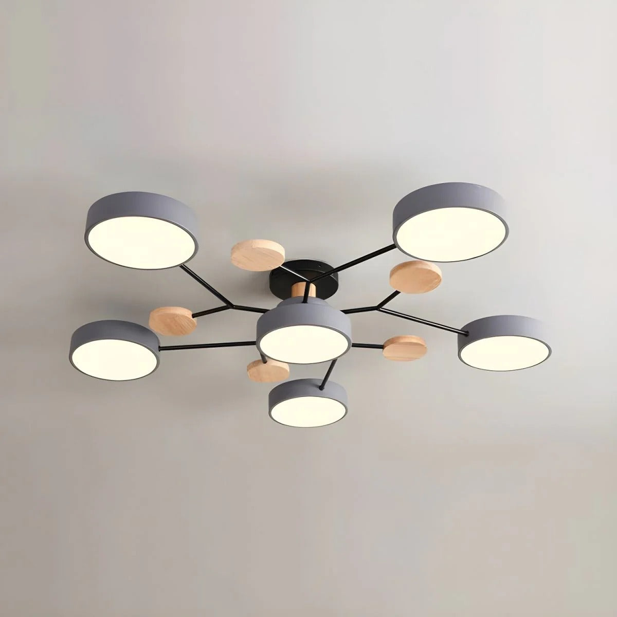 Contemporary Round Iron LED Semi-Flush Chandelier