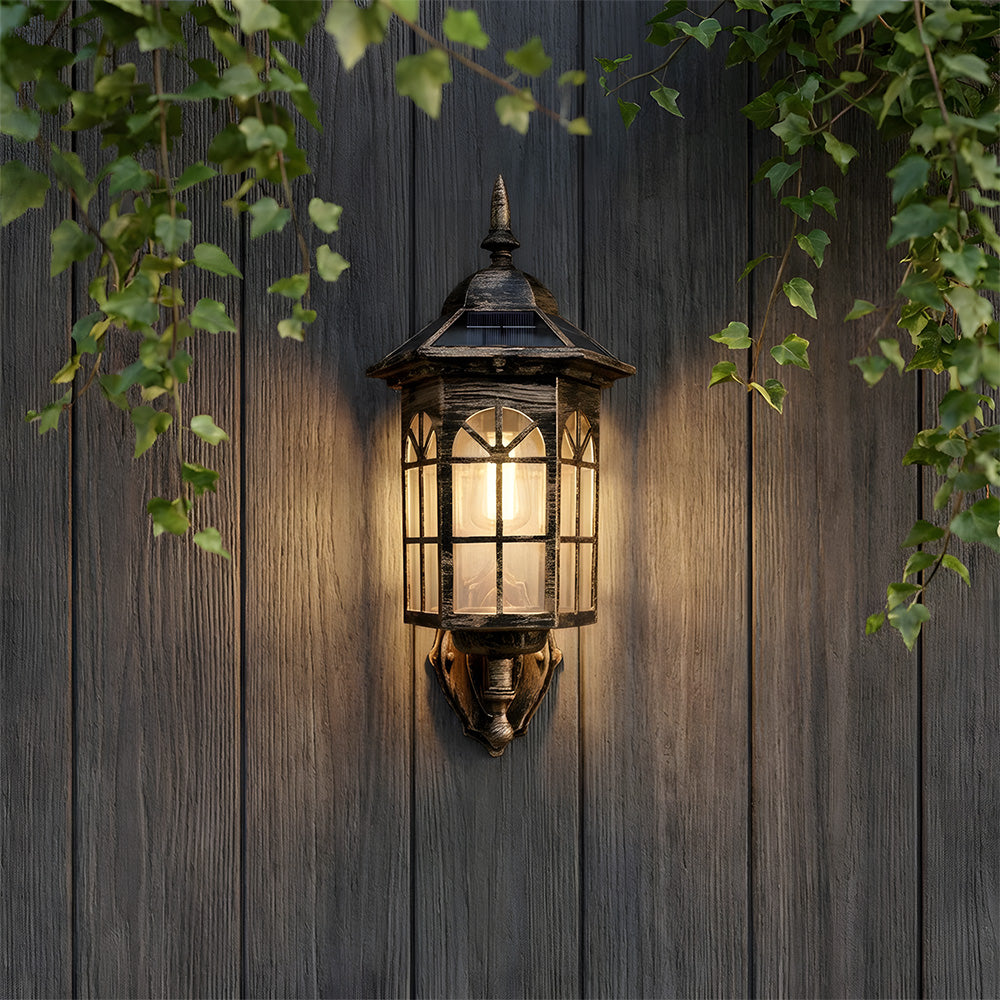 IP44 External Solar Wall Lights, 3 Mode Sensor Solar Wall Lamp for Patio Fence Garden Decor