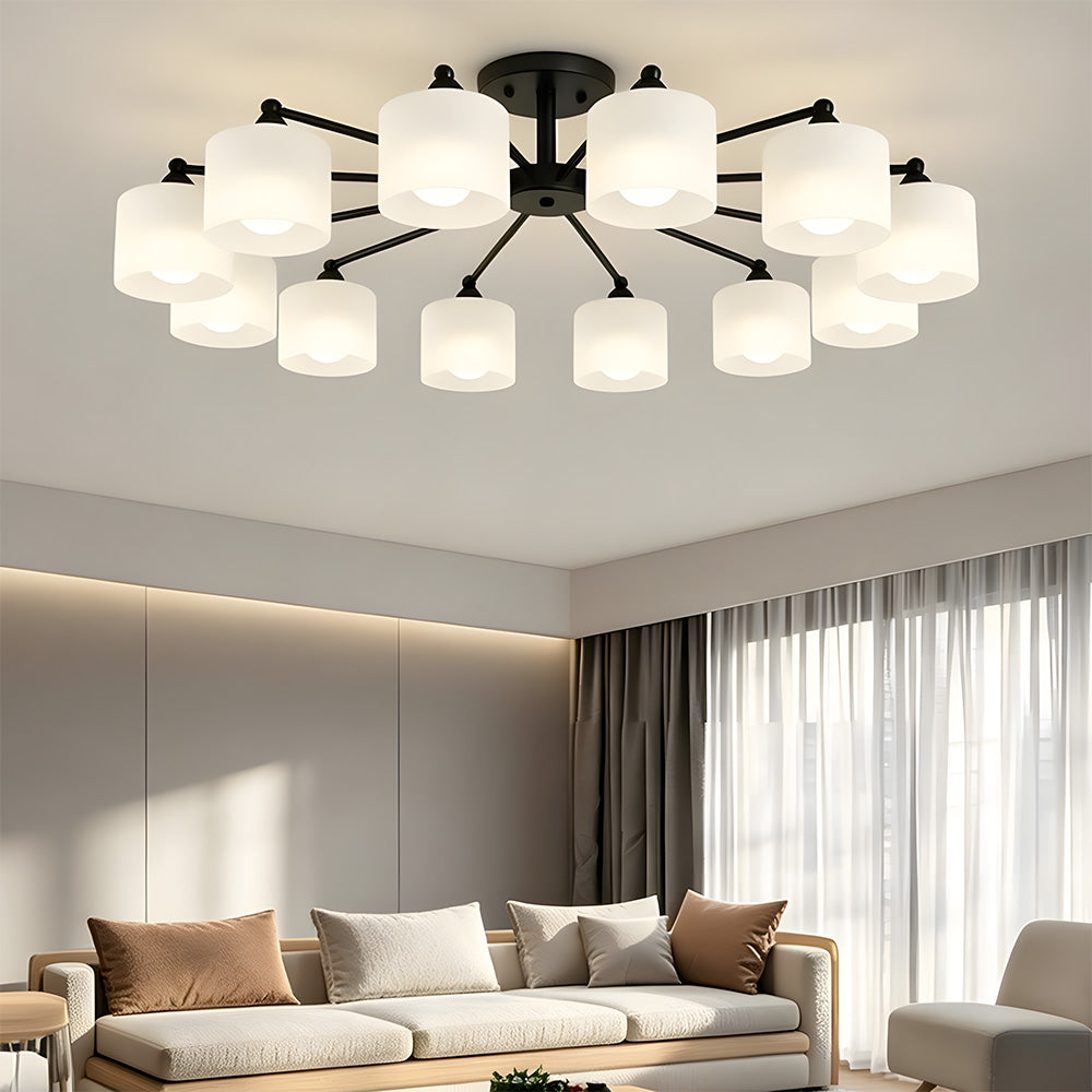 Industrial Semi Flush Frosted Glass Ceiling Lights for Dininng Room