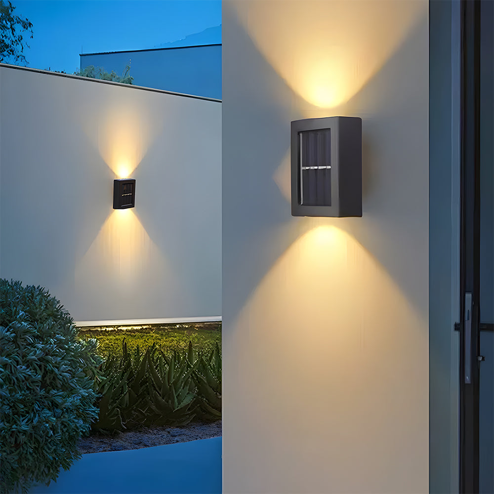 Modern Solar Black Up Down Outdoor Wall Light Sconce IP55