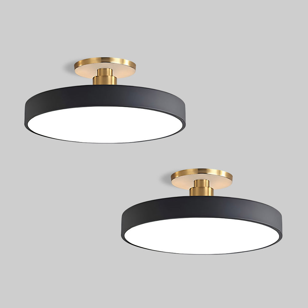 Set of 2 Circular LED Dimmable Semi Flush Ceiling Light For Bedroom
