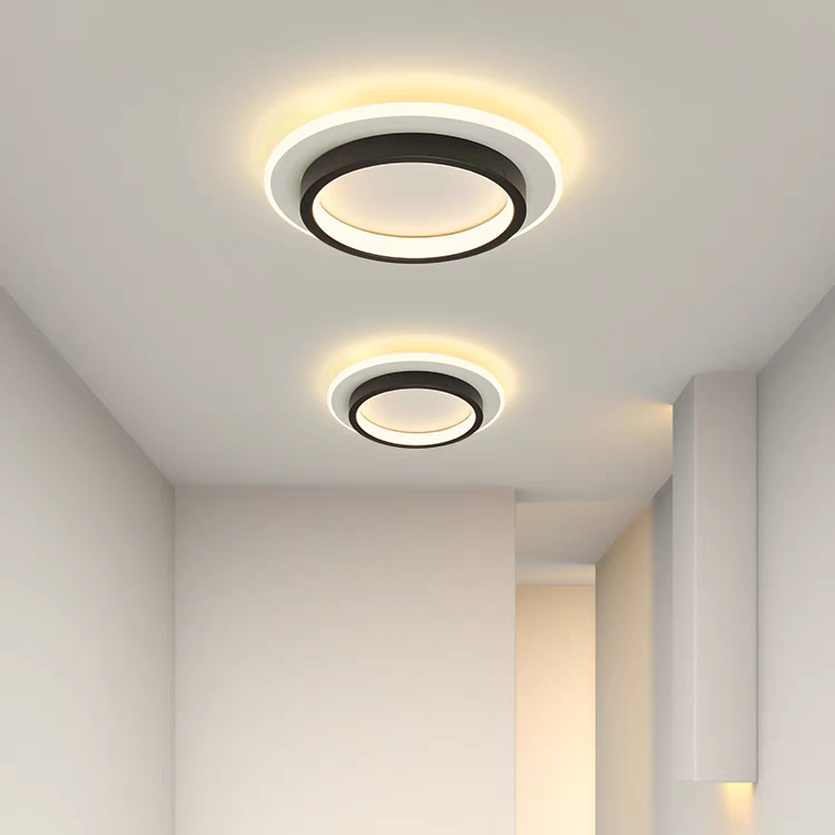 Acrylic LED Mini Ceiling Lights, black, 24cm, round, 3 Light Colors Changeable