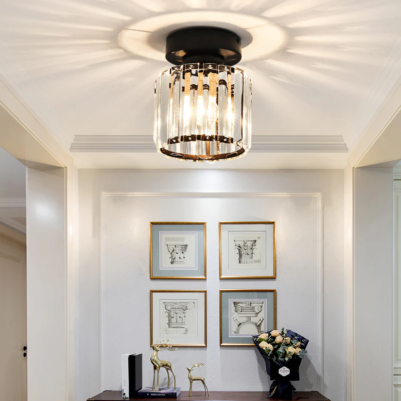 Hallway Crystal Circle Flush Mount Ceiling Light