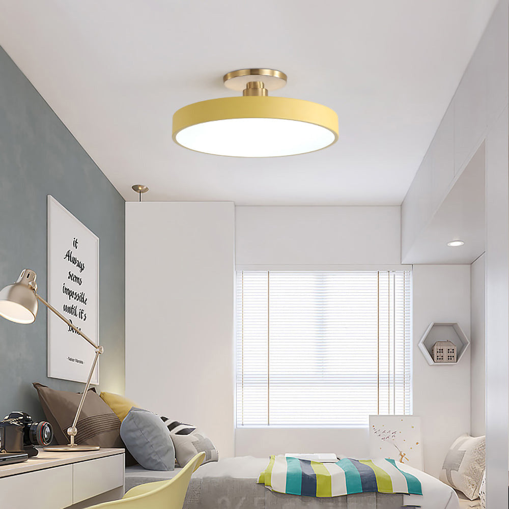 Set of 2 Circular LED Dimmable Semi Flush Ceiling Light For Bedroom