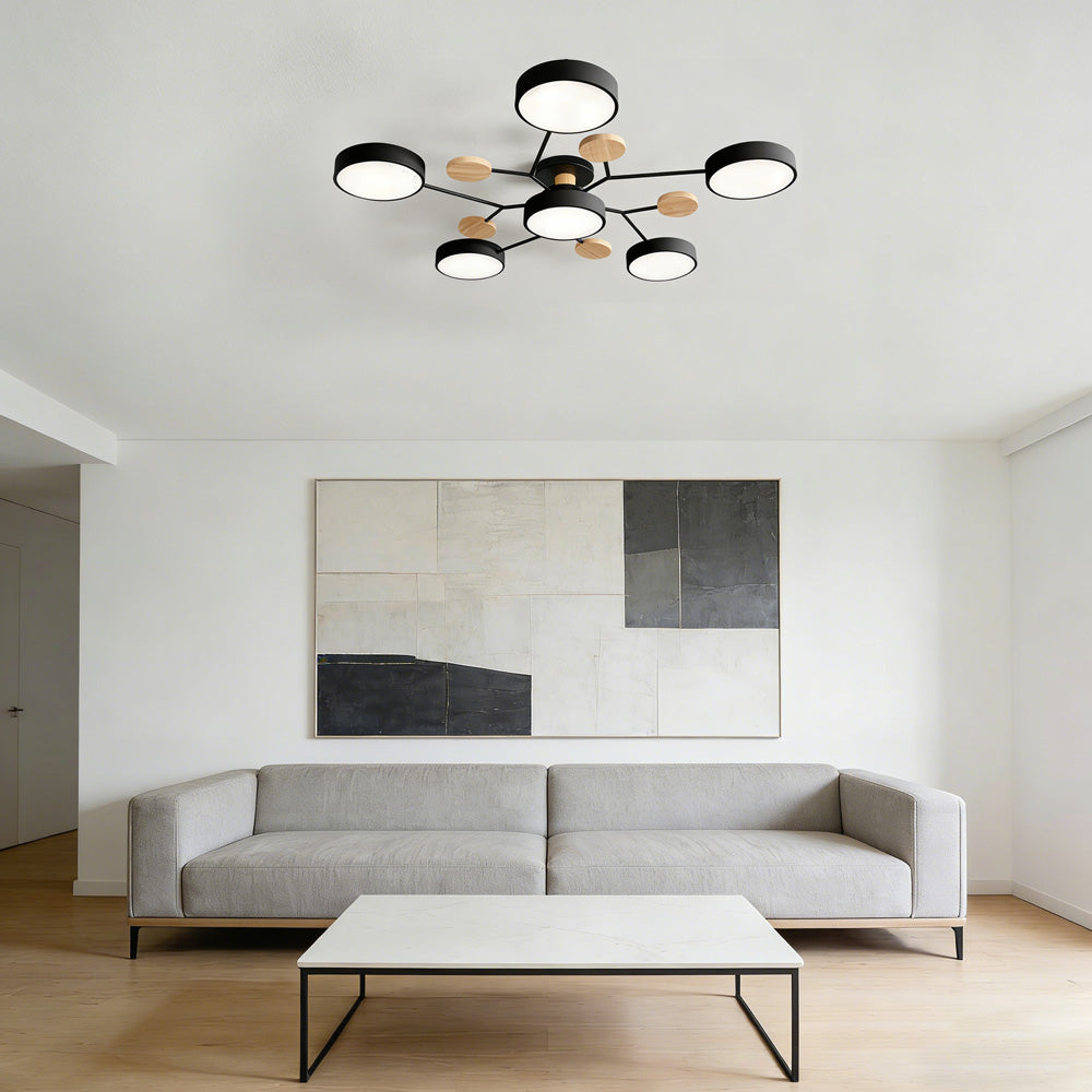 Contemporary Modern Round Black Semi Flush Ceiling Lights