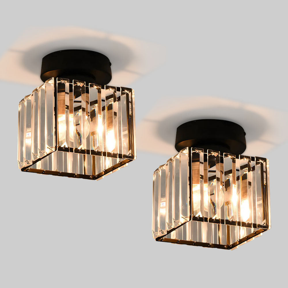 Set of 2 Crystal Hallway Semi Flush Mount Ceiling Light