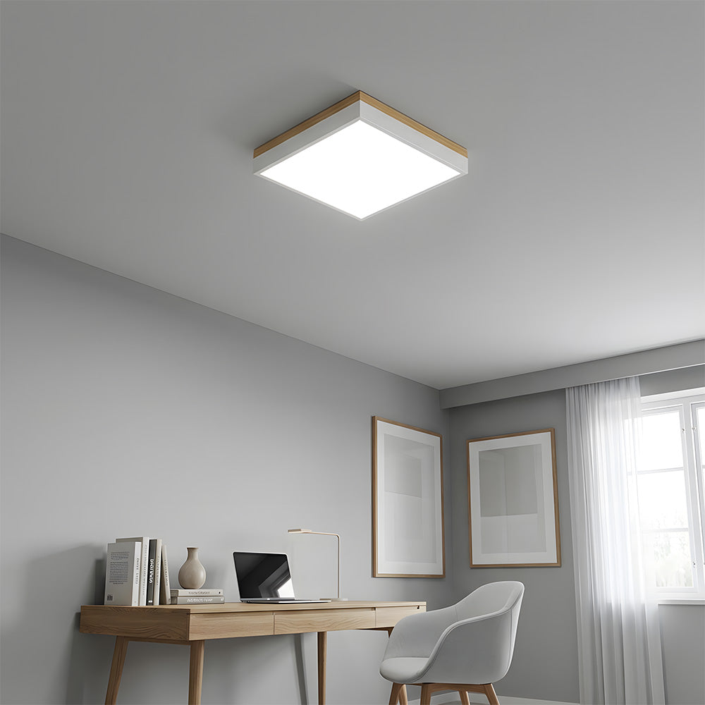 Modern Wooden Dimmable Flush Mount LED Ceiling Lights for Living Room Hallway