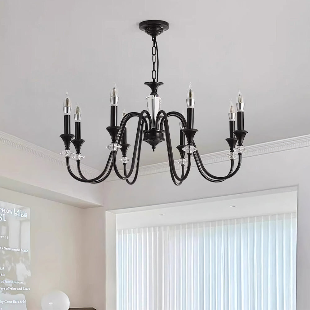 Living Room Black Chandelier with Adjustable Chain