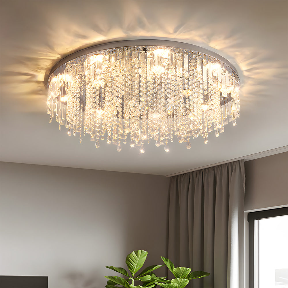 Modern Glam Crystal LED Ceiling Lights for Dining Room Lounge