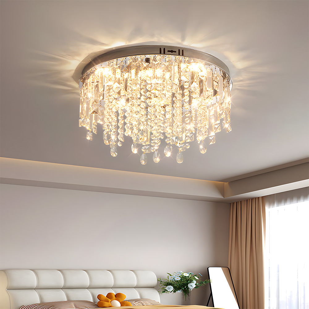 Modern Glam Crystal LED Ceiling Lights for Dining Room Lounge