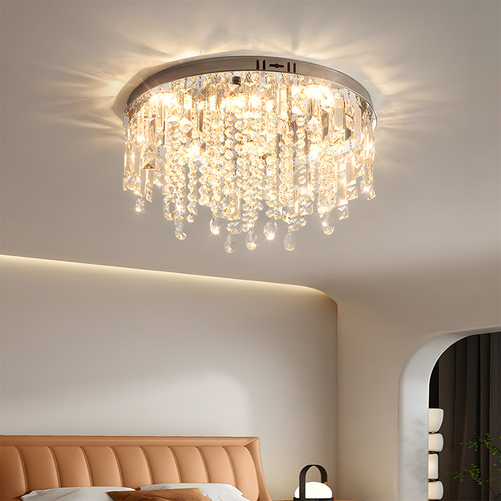 Modern Glam Crystal LED Ceiling Lights for Dining Room Lounge