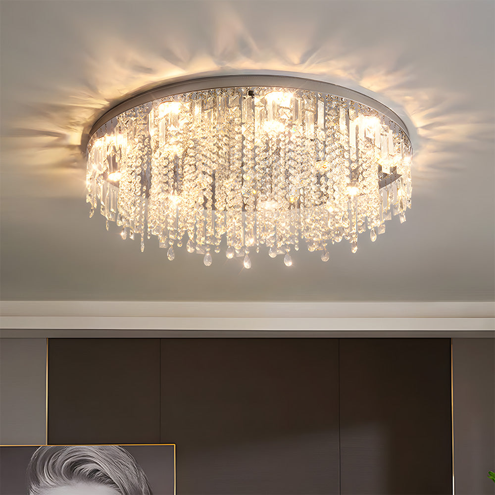 Modern Glam Crystal LED Ceiling Lights for Dining Room Lounge