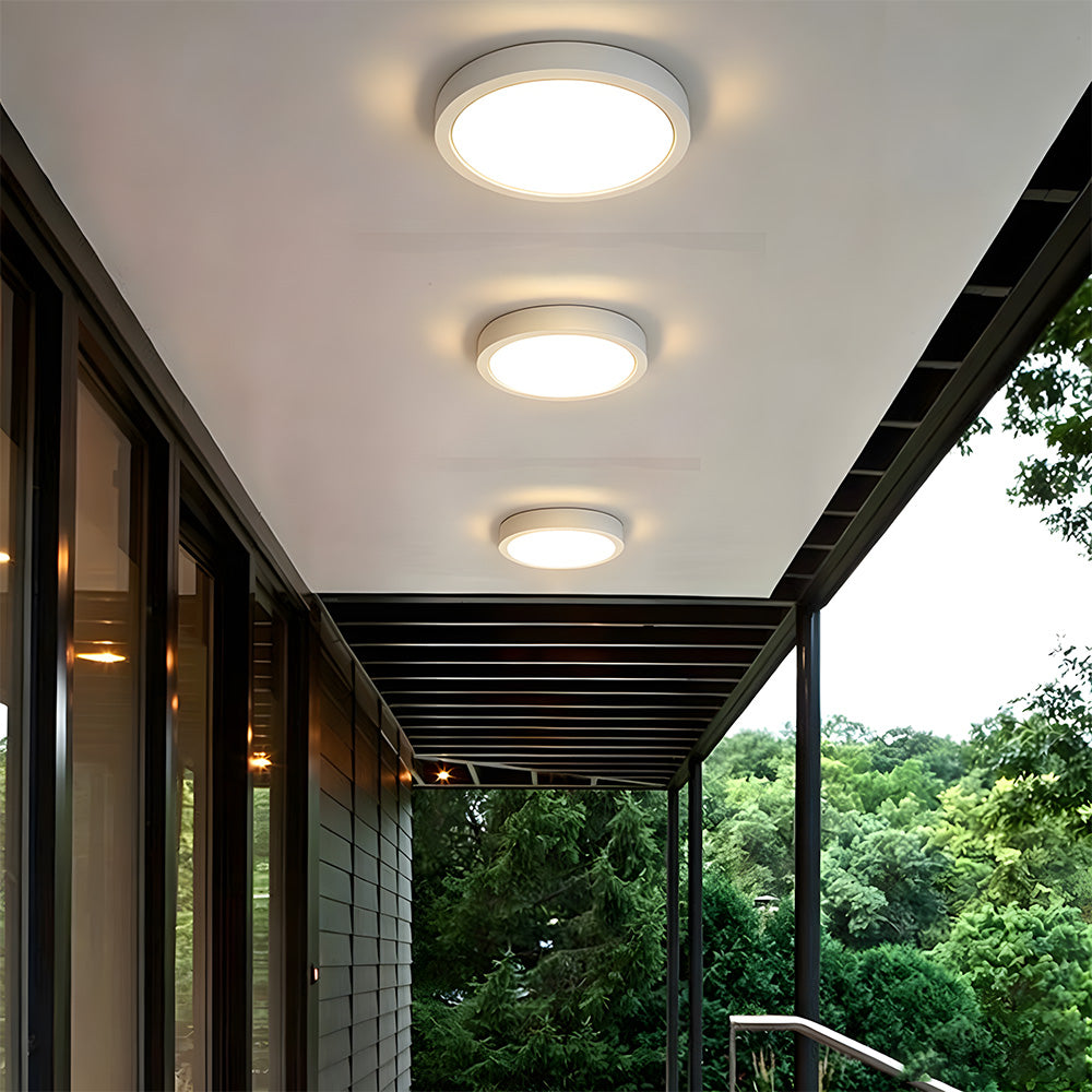 IP65 Round Slim Flush Plastic&PC LED Outdoor Ceiling Light for Patio