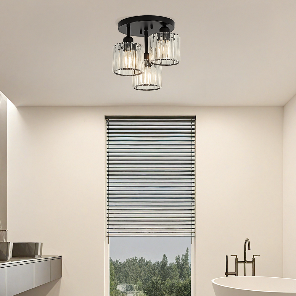 Modern Crystal Semi Flush Bedroom Ceiling Lights